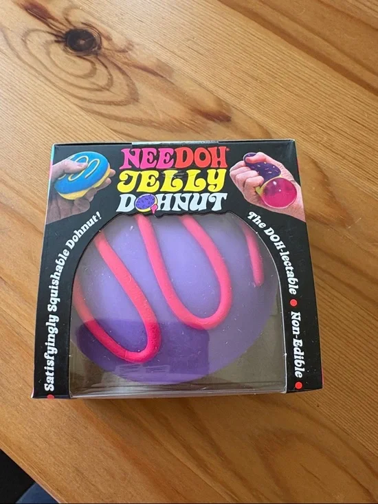Needoh Jelly Donut Squishy Toy - Purple with Pink Drizzle - Picture 1 of 5